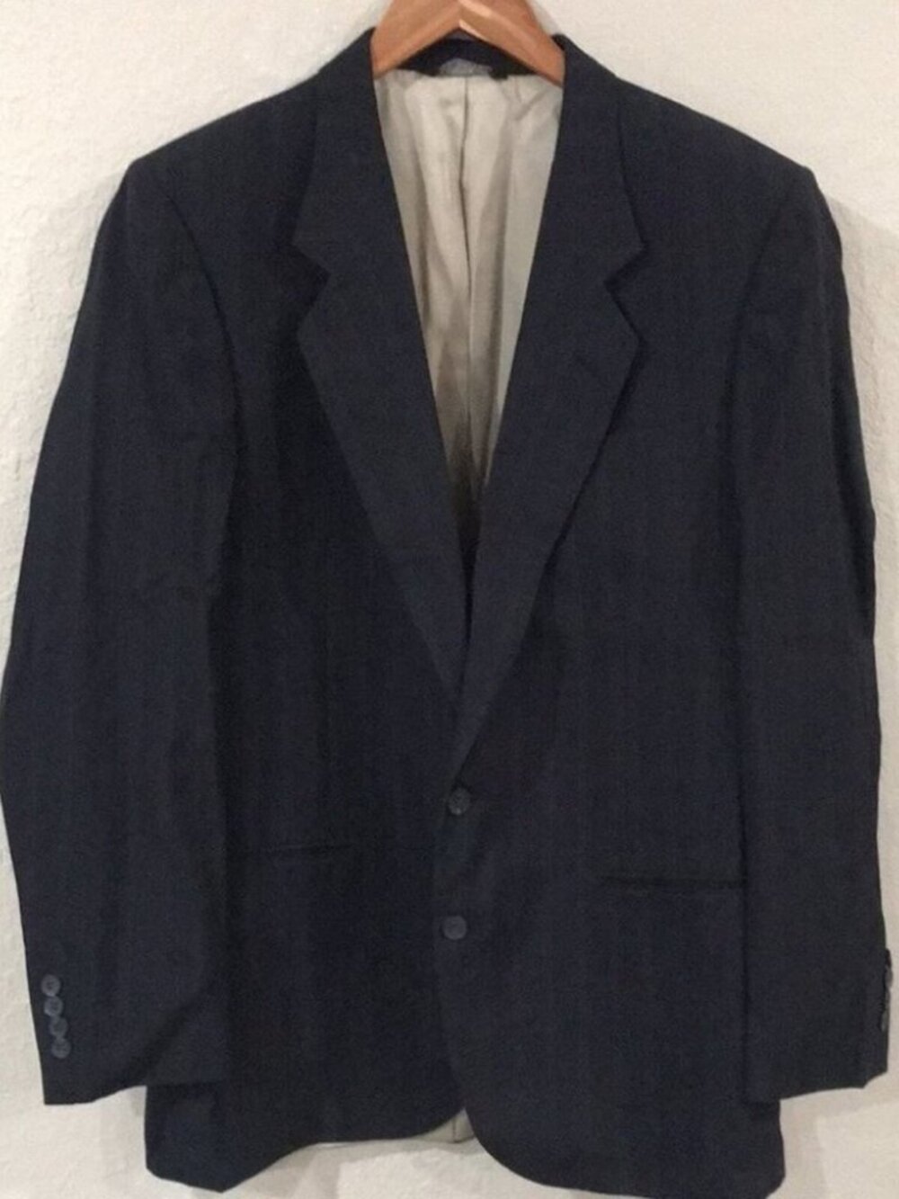 Nino Cerruti Rue Royale Mens‎ 42R VINTAGE Blazer Suit Black USA Wool